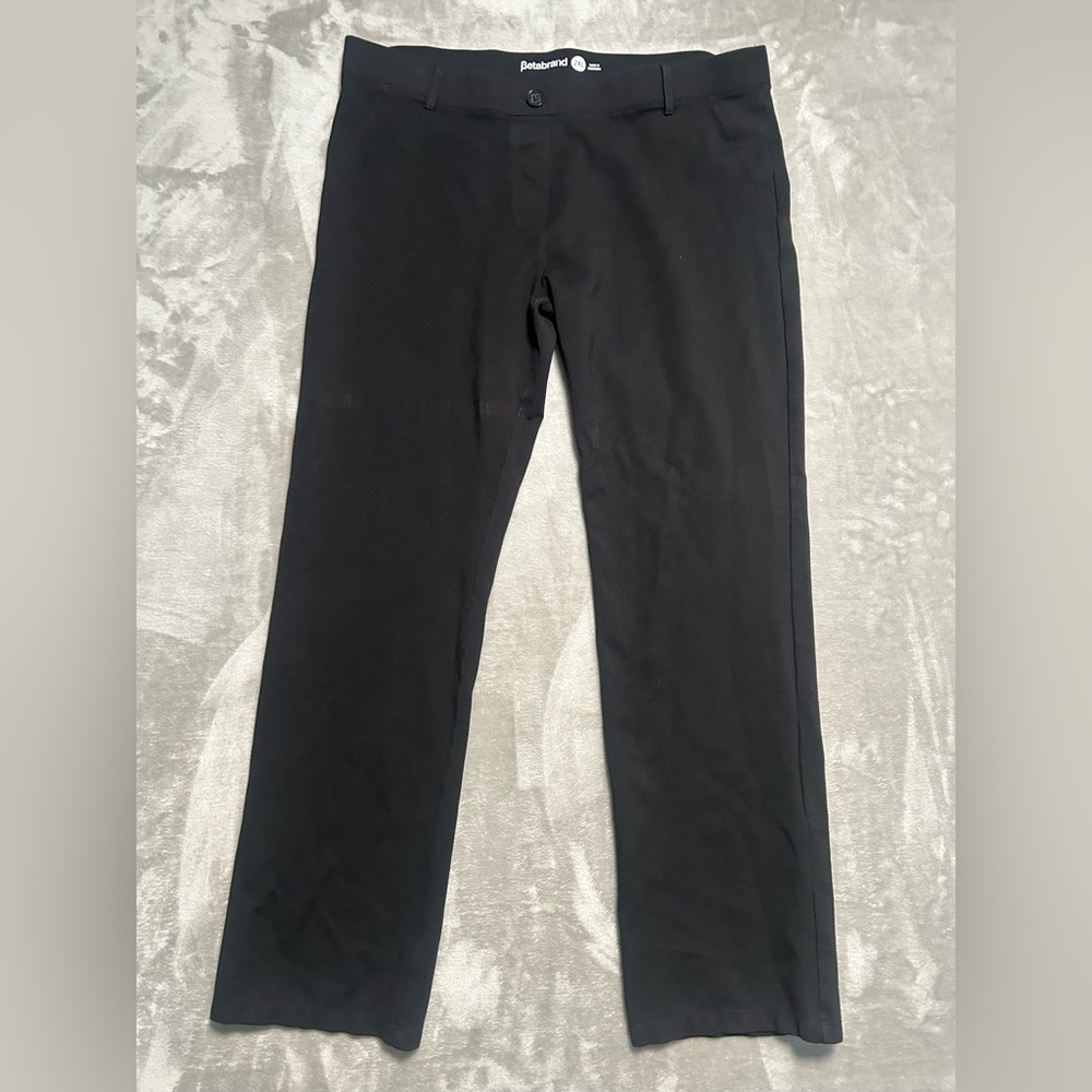 Betabrand Straight Leg Pull On Pants Women’s 2XL Black Stretch Office Career